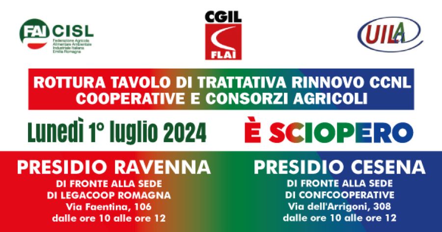 Rottura tavolo di trattativa rinnovo CCNL Cooperative e Consorzi Agricoli